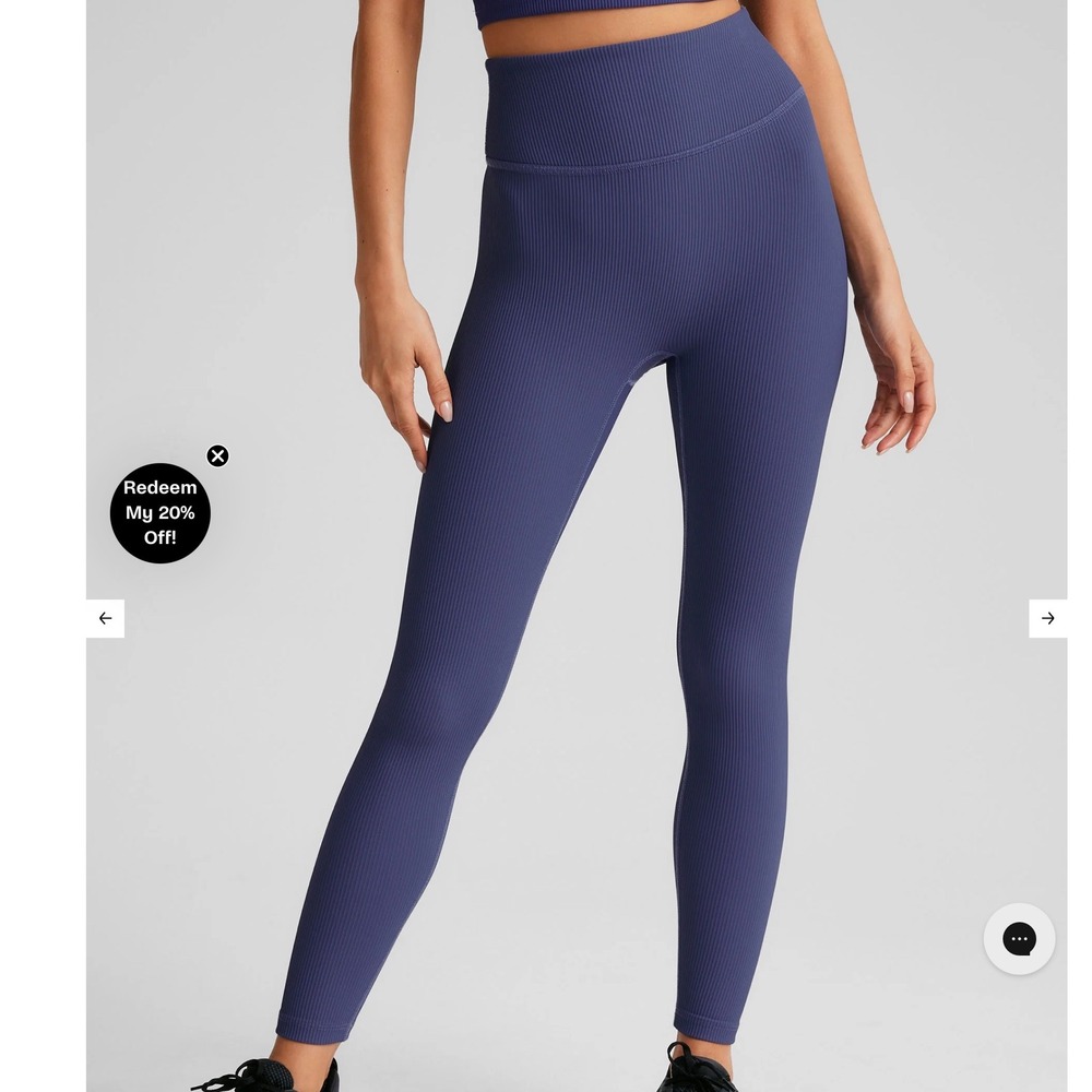 Beyond Yoga Ribbed High Waisted Midi Leggings Eternal Blue Medium New With Tags